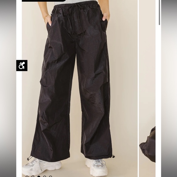 NWT BOHME NOVALEE PARACHUTE PANTS IN BLACK - Picture 3 of 4